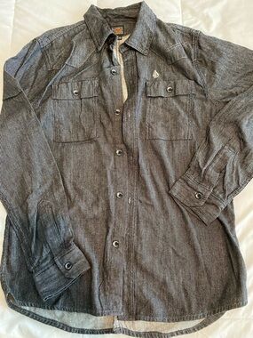 Volcom Men’s Charcoal Gray Button-Front Shirt Jacket